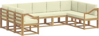 vidaXL Conjunto De Sof&aacute;s De Exterior 9 Uds. Blanco Y Crema Vidaxl