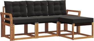 vidaXL Conjunto De Sof&aacute;s De Exterior 4 Uds. Natural Y Negro Vidaxl