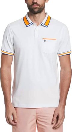 Original Penguin Organic Stripe Cotton Polo Shirt In Bright White