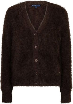 Red Button Fuzzy Cardigan - Dames - Truien - Bruin - Maat: 2XL Acryl