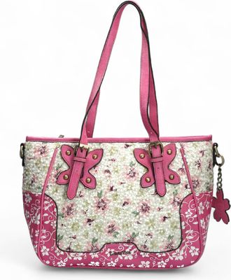 Laura Vita Laura Vita Aloe-02 Dames Schoudertas met Roze Bloemenprint en Verstelbare Bandjes