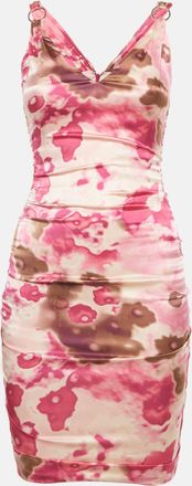 Versace Pink Abstract Print Silk Mini Dress