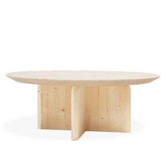 Deco Wood Mesa de centro redonda de madera maciza en tono natural de &oslash;60x30cm