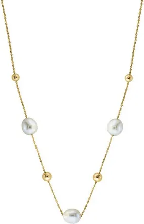 Effy 14K Yellow Gold Freshwater Pearl & Bead Station Necklace in 14K Gold at Nordstrom, Size 18