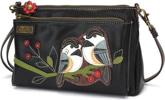 Chala Chala RFID Protected Vegan Leather Deluxe Crossbody Bag, Chickadee - Black, 10L x 6.25H