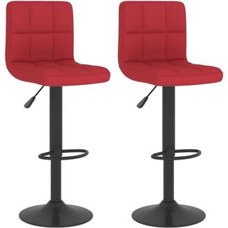 vidaXL Taburetes De Cocina 2 Unidades Tela Rojo Tinto Vidaxl