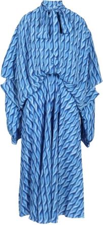 Balenciaga Double Sleeve Dress - unisex - Casual kleedjes - Blauw - XS - Polyester - Kleedjes