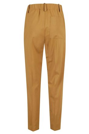 Alysi High-Waisted Caramel Trousers With Elasticated Waistband