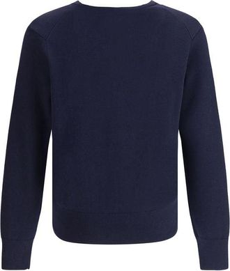Ami Merino Wool Logo-Embroidered Cardigan - Navy
