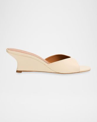 Staud Brigitte Leather Wedge Mules