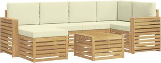 vidaXL Conjunto De Sof&aacute;s De Exterior 7 Uds. Blanco Y Crema Poli&eacute;ster Vidaxl