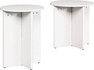 vidaXL Mesa De Caf&eacute; 2 Pcs Blanco 41.5 X 41.5 X 41 Cm Vidaxl