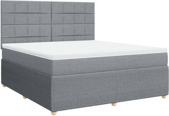 vidaXL Vidaxl - Cama Box Spring Con Colch&oacute;n Tela Gris Claro 180x200 Cm