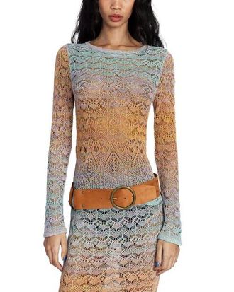 Anna Sui Ombre Space Dye Crochet Top- Sunset at Nordstrom, Size X-Small