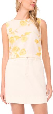 Vince Camuto Print Sleeveless Top in New Ivory at Nordstrom, Size Xx-Small