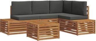 vidaXL 5 Uds. Conjunto De Sof&aacute;s De Exterior Natural Y Antracita Vidaxl