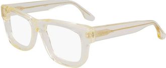 Victoria Beckham Eyeglasses Square Full Rim, Transparent Honey Frame And Clear Demo Lenses Lens Vb2671771