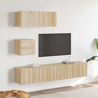 vidaXL Vidaxl - Set De Muebles Para Tv 4 Pzas Madera Contrachapada Roble Sonoma
