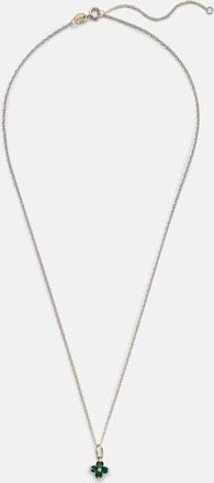 Stone and Strand Luckiest Clover 10kt gold necklace with emeralds