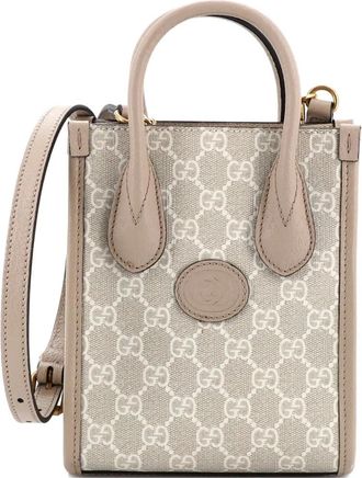 Gucci Mini-shopper met GG-patch en gecoat canvas - Beige