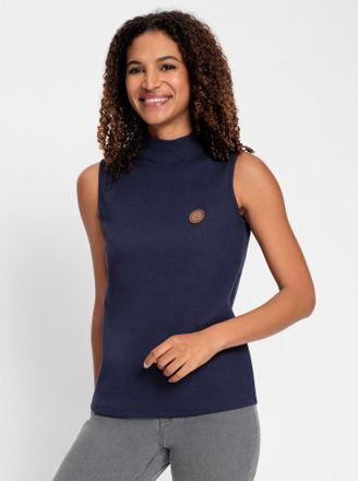 Casual Looks Shirttop CASUAL LOOKS, Damen, Gr. 36, blau (marine), 95% Baumwolle, 5% Elasthan, unifarben, Tops Shirttop