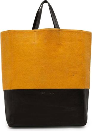 Celine Borsa tote Vertical Cabas piccola bicolore pelle di vitello e pelle scamosciata 2012 - Arancione
