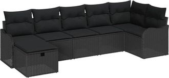 vidaXL Conjunto De Sof&aacute; De Jard&iacute;n 7 Pcs Negro 287.5 X 122.5 X 85 Cm Vidaxl