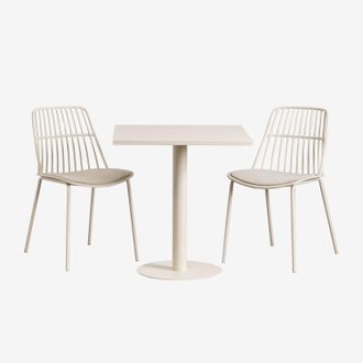 Sklum Set De Mesa Cuadrada 70x70 Cm Mizzi Y 2 Sillas De Jard&iacute;n Maeba Sklum