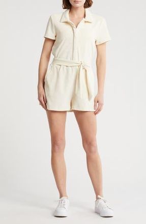 Beyond Yoga Tropez Tie Waist Romper in Pristine Cream at Nordstrom Rack, Size Large