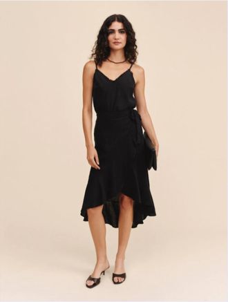 Bella Dahl Ruffle Wrap Skirt In Black
