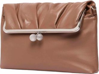 Max Mara Womens Envelope Clutch Pasticcino Tan Brown Leather Handbags Hand Bags