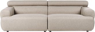 Beliani Divano A 3 Posti In Tessuto Con Braccioli E Poggiatesta Stile Moderno Beige Hovden