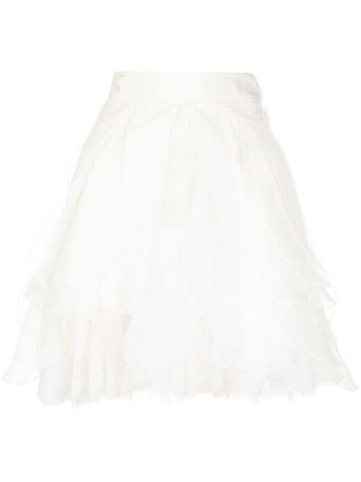 Maticevski Poetry ruffle mini skirt - women - Cupro/Silk - 10 - White