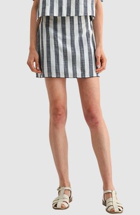 All in Favor Linen Blend Miniskort in Navy Stripe at Nordstrom, Size X-Small