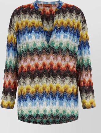 Missoni v neck long sleeve textured knit top