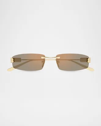 Balenciaga Men & apos;s Metal and Nylon Rimless Rectangle Sunglasses