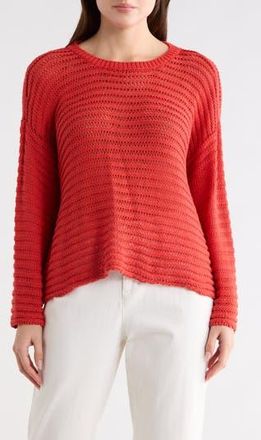 Eileen Fisher Crewneck Oversize Organic Cotton Sweater in Tamarillo at Nordstrom Rack, Size Xx-Small