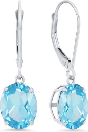 MAX + STONE 14k Yellow or White Gold 8x10mm Oval Gemstone Dangle Earrings with Leverbacks