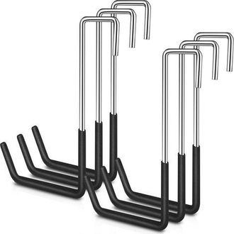 OEM Juego De 6 Ganchos Resistentes En Forma De S Con Revestimiento De Vinilo Para Colgar Escaleras, Bicicletas, En Garajes Y Para Almacenamiento - Negro