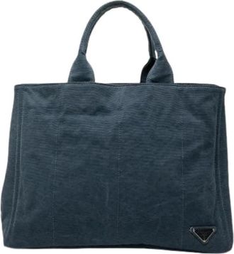 Prada Pre-owned Tote Bags, female, Blue, Size: ONE SIZE Pre-owned Denim Tote