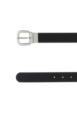 Valentino Garavani Leather with Silver Buckle Belt - Black