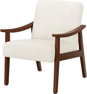 Yaheetech Yaheetech Sill&oacute;n De Sal&oacute;n Acolchado Butaca De Sal&oacute;n Con Patas De Madera Maciza Para Sal&oacute;n Dormitorio Balc&oacute;n Beige