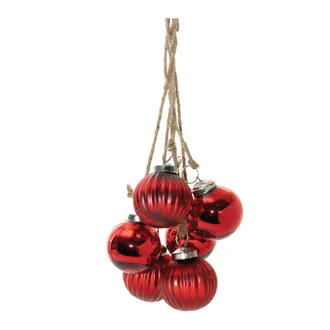 Melrose International Red Glass Ball Cluster Drop Ornament (Set of 2) - Red