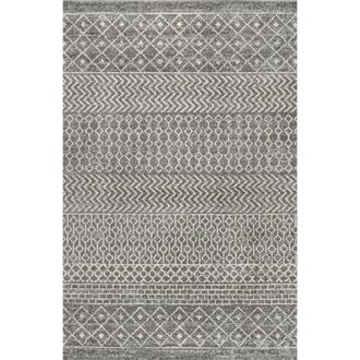 Jonathan Y Designs Arta Moroccan Vintage Geometric Area Rug in Gray/cream at Nordstrom, Size 2Ft 0In X 8Ft 0In