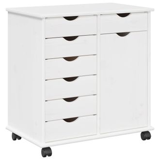 vidaXL Gabinete Rodante 63,5 X 39 X 65,5 Cm Madera De Pino Macizo Vidaxl