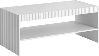 Dmora Tavolino da salotto Roasio, Con mensola e ampio ripiano da appoggio, Rialzato da terra, 120x57 h50 cm, Bianco