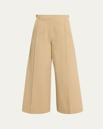 Ulla Johnson Sascha Cropped Wide-Leg Cotton Trousers