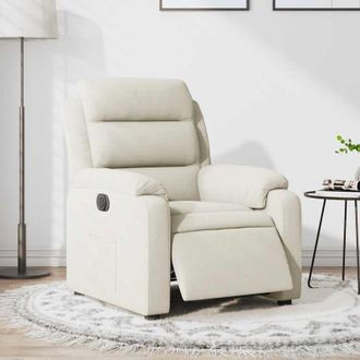 vidaXL Vidaxl - Sill&oacute;n Reclinable El&eacute;ctrico De Terciopelo Blanco Crema