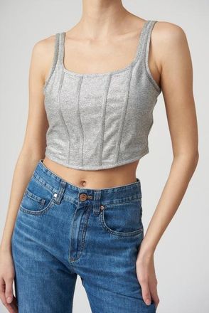 Brunello Cucinelli Linen Blend Cropped Tank Top - Silver