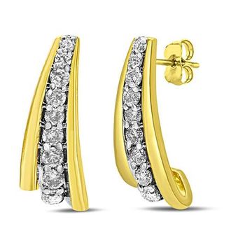 House of Brilliance 10K Yellow Gold Plated Silver 0.50 Ct Round Diamond Graduated Huggie Earrings at Nordstrom